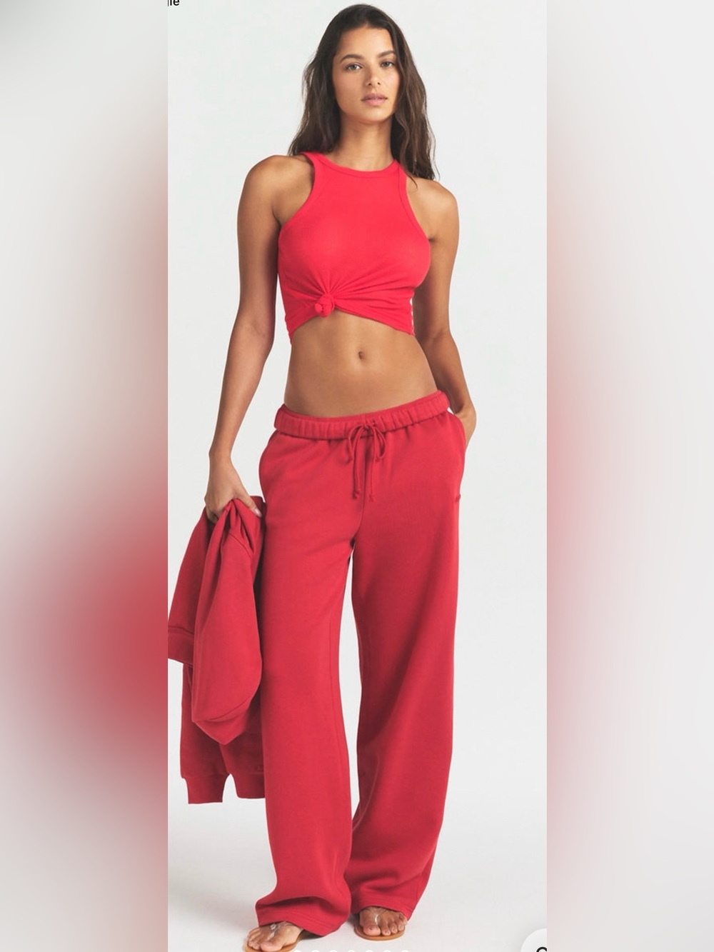 SKIMS Cotton Fleece Pants in Washed Red